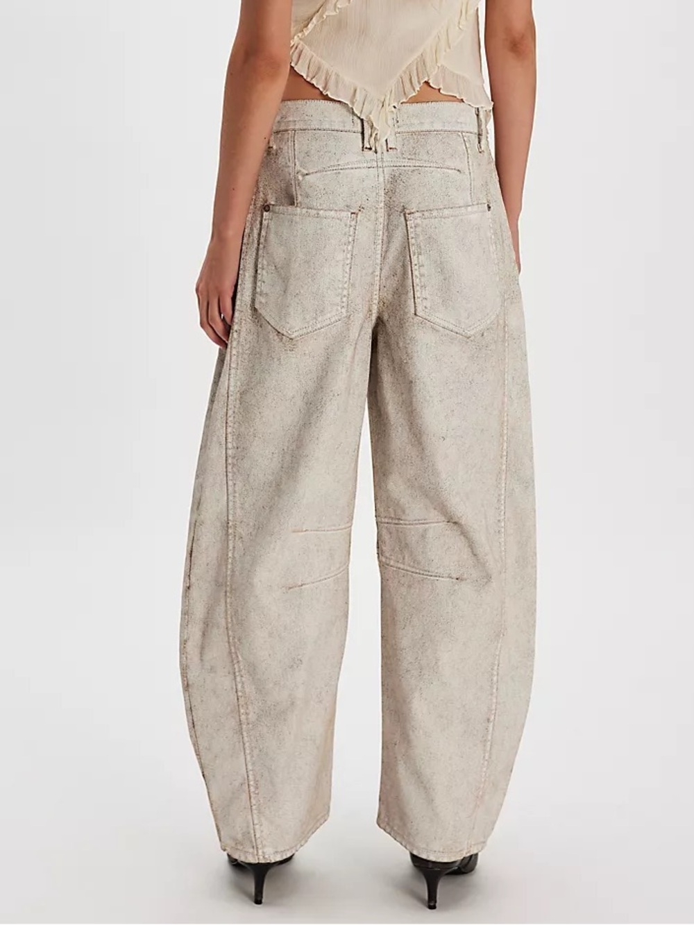 Free People Good Luck Coated Barrel Jeans NWT - Picture 5 of 14